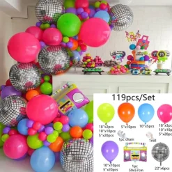 80s and 90s Theme Balloon Chain Set Arch Disco 4D Radio Balloon Retro Party Decoration