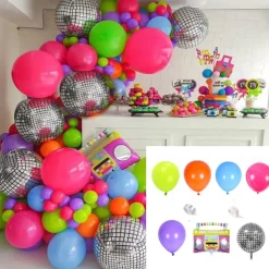 80s and 90s Theme Balloon Chain Set Arch Disco 4D Radio Balloon Retro Party Decoration