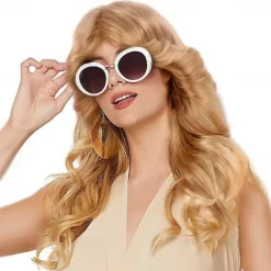70s Brown Highlight Disco Wig Farrah Fawcett Wigs for Women Lady Natural Synthetic Full Wigs Vintage Cosplay Costume Hair Wig Halloween Wigs
