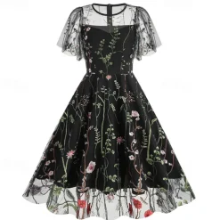 1950s Cocktail Dress Dailywear Dress Party Costume A-Line Dress Floral Fancy Dress Women's Christmas Halloween Carnival Event / Party Cocktail Party Prom Adults' Dress Homecoming Dresses