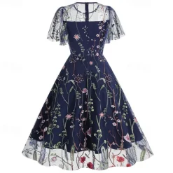 1950s Cocktail Dress Dailywear Dress Party Costume A-Line Dress Floral Fancy Dress Women's Christmas Halloween Carnival Event / Party Cocktail Party Prom Adults' Dress Homecoming Dresses