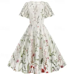 1950s Cocktail Dress Dailywear Dress Party Costume A-Line Dress Floral Fancy Dress Women's Christmas Halloween Carnival Event / Party Cocktail Party Prom Adults' Dress Homecoming Dresses