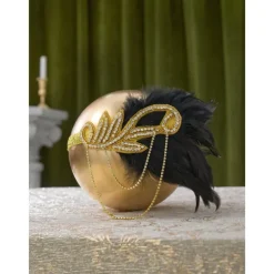 1920s Flapper Headband Feather Accessories Set for Women 4 PCS Roaring 20s Great Gatsby Faux Pearl Necklace Gloves Earrings Masquerade Halloween Carnival