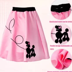 1950s Grease Outfits Poodle Skirt Costume Outfit for Women 50s Accessorie Set Dress Glove Belt Headband