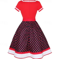 1950s Grease Outfits Vintage Inspired Flare Dress Women's Costume Vintage Cosplay Date Party & Evening Festival Silk Scarf