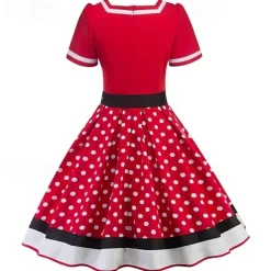 1950s Grease Outfits Vintage Inspired Flare Dress Women's Costume Vintage Cosplay Date Party & Evening Festival Silk Scarf