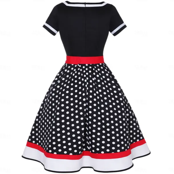 1950s Grease Outfits Vintage Inspired Flare Dress Women's Costume Vintage Cosplay Date Party & Evening Festival Silk Scarf