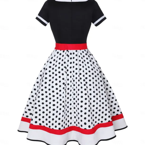 1950s Grease Outfits Vintage Inspired Flare Dress Women's Costume Vintage Cosplay Date Party & Evening Festival Silk Scarf