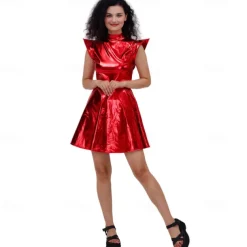 1980s Hip Hop Shiny Metallic Dress Disco Fancy Dress Women's Carnival Costume Halloween Carnival Mardi Gras Performance Party Pride Parade Adults' Dress