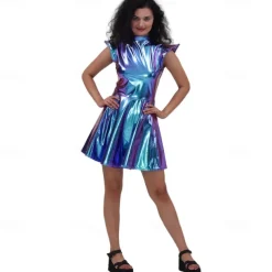 1980s Hip Hop Shiny Metallic Dress Disco Fancy Dress Women's Carnival Costume Halloween Carnival Mardi Gras Performance Party Pride Parade Adults' Dress