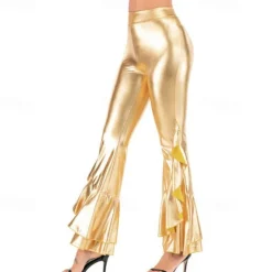 1980s Hip Pop Bell Bottom Pants Abba Costume Flared Trousers Solid Color Fancy Dress Women's Carnival Costume Carnival Performance Prom Pride Parade Adults' Pants All Seasons