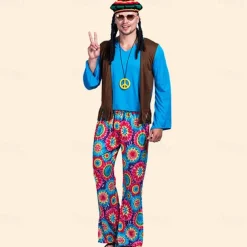 1960s Hippie 1970s Pants Cosplay Costume Outfits Disco Fancy Dress Women's Carnival Masquerade Party / Evening Pride Parade Pride Month Adults' Vest Top Pants All Seasons