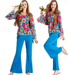 1960s Hippie 1970s Pants Cosplay Costume Outfits Disco Fancy Dress Women's Carnival Masquerade Party / Evening Pride Parade Pride Month Adults' Vest Top Pants All Seasons