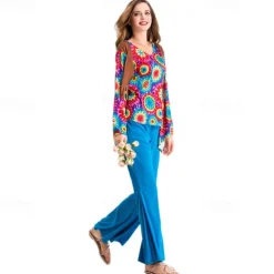 1960s Hippie 1970s Pants Cosplay Costume Outfits Disco Fancy Dress Women's Carnival Masquerade Party / Evening Pride Parade Pride Month Adults' Vest Top Pants All Seasons