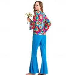 1960s Hippie 1970s Pants Cosplay Costume Outfits Disco Fancy Dress Women's Carnival Masquerade Party / Evening Pride Parade Pride Month Adults' Vest Top Pants All Seasons