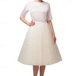 1950s Knee Length Petticoat Hoop Skirt Tutu Under Skirt Princess 23.6'' / 60cm Fancy Dress Women's Kings Day Halloween Carnival Masquerade Wedding Evening Party Tea Party Adults' Skirt