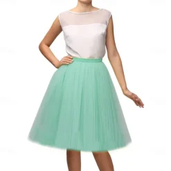 1950s Knee Length Petticoat Hoop Skirt Tutu Under Skirt Princess 23.6'' / 60cm Fancy Dress Women's Kings Day Halloween Carnival Masquerade Wedding Evening Party Tea Party Adults' Skirt