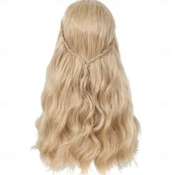 70S Long Blonde Wavy Hippie Wigs Halloween Cosplay Costume Wig for Women Party