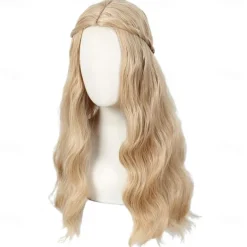 70S Long Blonde Wavy Hippie Wigs Halloween Cosplay Costume Wig for Women Party