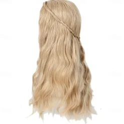 70S Long Blonde Wavy Hippie Wigs Halloween Cosplay Costume Wig for Women Party