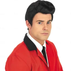 50's Men's Wig Black Wig for Men 50s Sideburns Costume Black Wig Boy Mens 1950 Wig For Carvinal Halloween Wigs