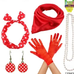 50s Outfit Flare Dress Belt 7 Pcs 1950s Accessories Set Retro Vintage Swing Dress Women's Cosplay Costume Party Date Festival