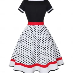 50s Outfit Flare Dress Belt 7 Pcs 1950s Accessories Set Retro Vintage Swing Dress Women's Cosplay Costume Party Date Festival