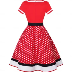 50s Outfit Flare Dress Belt 7 Pcs 1950s Accessories Set Retro Vintage Swing Dress Women's Cosplay Costume Party Date Festival