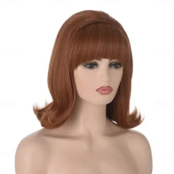 70s Pinup Pelucas 60s Beehive Style Vintage Look Carnival Costume Women Wig wtih Bang