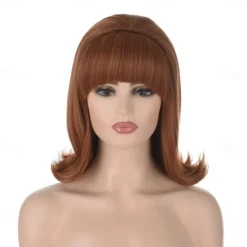 70s Pinup Pelucas 60s Beehive Style Vintage Look Carnival Costume Women Wig wtih Bang
