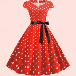 50s Polka Dots Swing Dress Retro Vintage 1950s Grease Outfits Vacation Dress Flare Dress Women's Cosplay Costume Casual Daily Dress Masquerade