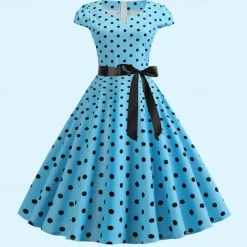50s Polka Dots Swing Dress Retro Vintage 1950s Grease Outfits Vacation Dress Flare Dress Women's Cosplay Costume Casual Daily Dress Masquerade