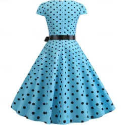 50s Polka Dots Swing Dress Retro Vintage 1950s Grease Outfits Vacation Dress Flare Dress Women's Cosplay Costume Casual Daily Dress Masquerade