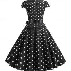 50s Polka Dots Swing Dress Retro Vintage 1950s Grease Outfits Vacation Dress Flare Dress Women's Cosplay Costume Casual Daily Dress Masquerade