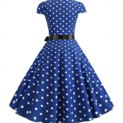 50s Polka Dots Swing Dress Retro Vintage 1950s Grease Outfits Vacation Dress Flare Dress Women's Cosplay Costume Casual Daily Dress Masquerade