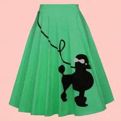 50s Poodle Skirts for Women Vintage High Waist A-line Skirt 1950s Grease Outfits Party Swing Skirts Casual Daily Skirt