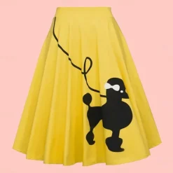 50s Poodle Skirts for Women Vintage High Waist A-line Skirt 1950s Grease Outfits Party Swing Skirts Casual Daily Skirt
