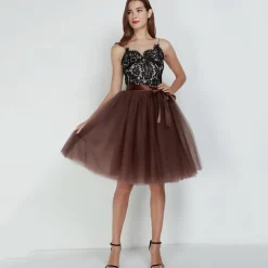 1950s Princess Rockabilly Knee Length Petticoat Hoop Skirt Tutu Under Skirt Solid Color Fancy Dress Women's Carnival Masquerade Party Evening Wear Cocktail Party Tea Party Adults' Skirt