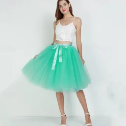 1950s Princess Rockabilly Knee Length Petticoat Hoop Skirt Tutu Under Skirt Solid Color Fancy Dress Women's Carnival Masquerade Party Evening Wear Cocktail Party Tea Party Adults' Skirt