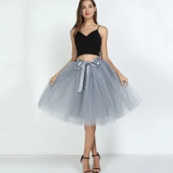 1950s Princess Rockabilly Knee Length Petticoat Hoop Skirt Tutu Under Skirt Solid Color Fancy Dress Women's Carnival Masquerade Party Evening Wear Cocktail Party Tea Party Adults' Skirt