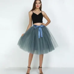 1950s Princess Rockabilly Knee Length Petticoat Hoop Skirt Tutu Under Skirt Solid Color Fancy Dress Women's Carnival Masquerade Party Evening Wear Cocktail Party Tea Party Adults' Skirt