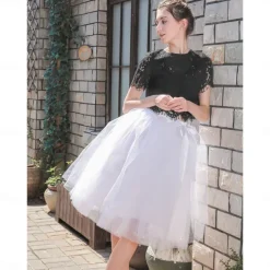 1950s Princess Rockabilly Knee Length Petticoat Hoop Skirt Tutu Under Skirt Solid Color Fancy Dress Women's Carnival Masquerade Party Evening Wear Cocktail Party Tea Party Adults' Skirt