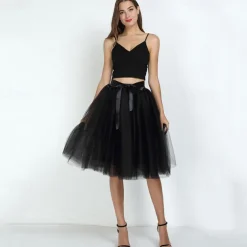 1950s Princess Rockabilly Knee Length Petticoat Hoop Skirt Tutu Under Skirt Solid Color Fancy Dress Women's Carnival Masquerade Party Evening Wear Cocktail Party Tea Party Adults' Skirt