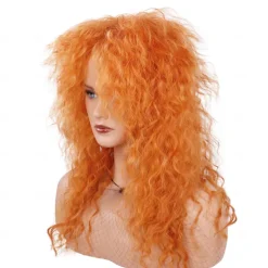 80s Rocker Punk Wig Long Curly Wig for Men and Women Retro Mullet Wigs for Halloween Costume Cosplay Party