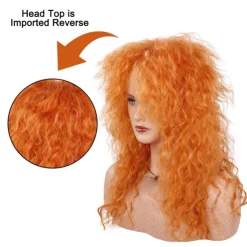 80s Rocker Punk Wig Long Curly Wig for Men and Women Retro Mullet Wigs for Halloween Costume Cosplay Party