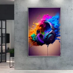 80s 90s Wall Art Colorful Neon Gamer Controller Canvas Poster Fantasy Earphones Esports Gaming Wall Art Painting For Kawaii Room Decor