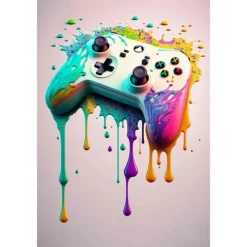 80s 90s Wall Art Colorful Neon Gamer Controller Canvas Poster Fantasy Earphones Esports Gaming Wall Art Painting For Kawaii Room Decor