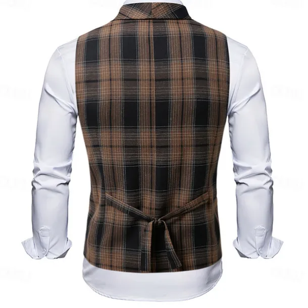 1920s Vintage Inspired The Great Gatsby Party Costume Accessories Set Sleeveless Double Breasted Plaid Turndown Fancy Dress Men's Halloween Party & Evening Casual Daily Adults' Vest Hat All Seasons