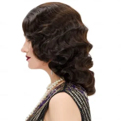 1920s Wig Finger Wave The Great Gatsby Curly Long Wig Vintage Wigs for Women Lady Synthetic Heat Resistant Full Wigs Cosplay Costume Fancy Dress