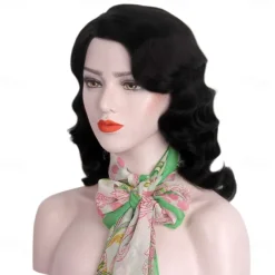 1920s Wig Finger Wave The Great Gatsby Curly Long Wig Vintage Wigs for Women Lady Synthetic Heat Resistant Full Wigs Cosplay Costume Fancy Dress